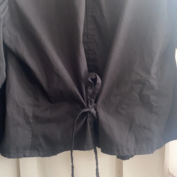 Long Sleeve Mock Neck Peasant Blouse Button Back - Picture 11 of 12